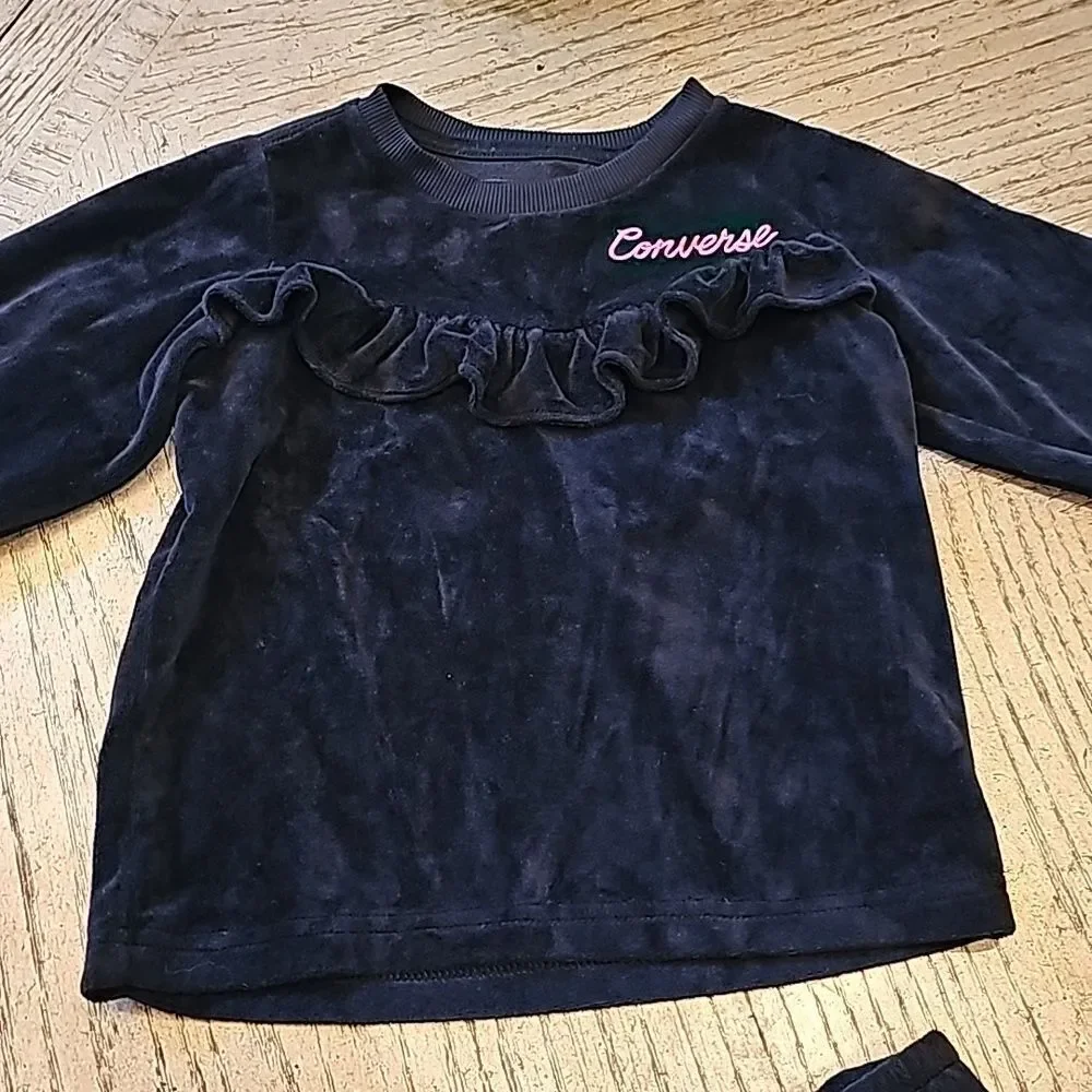 Black velvet jogger set XS size 4 Converse
